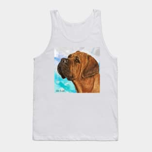 Painting of a Gorgeous Brown Boxer on Light Blue Background Tank Top